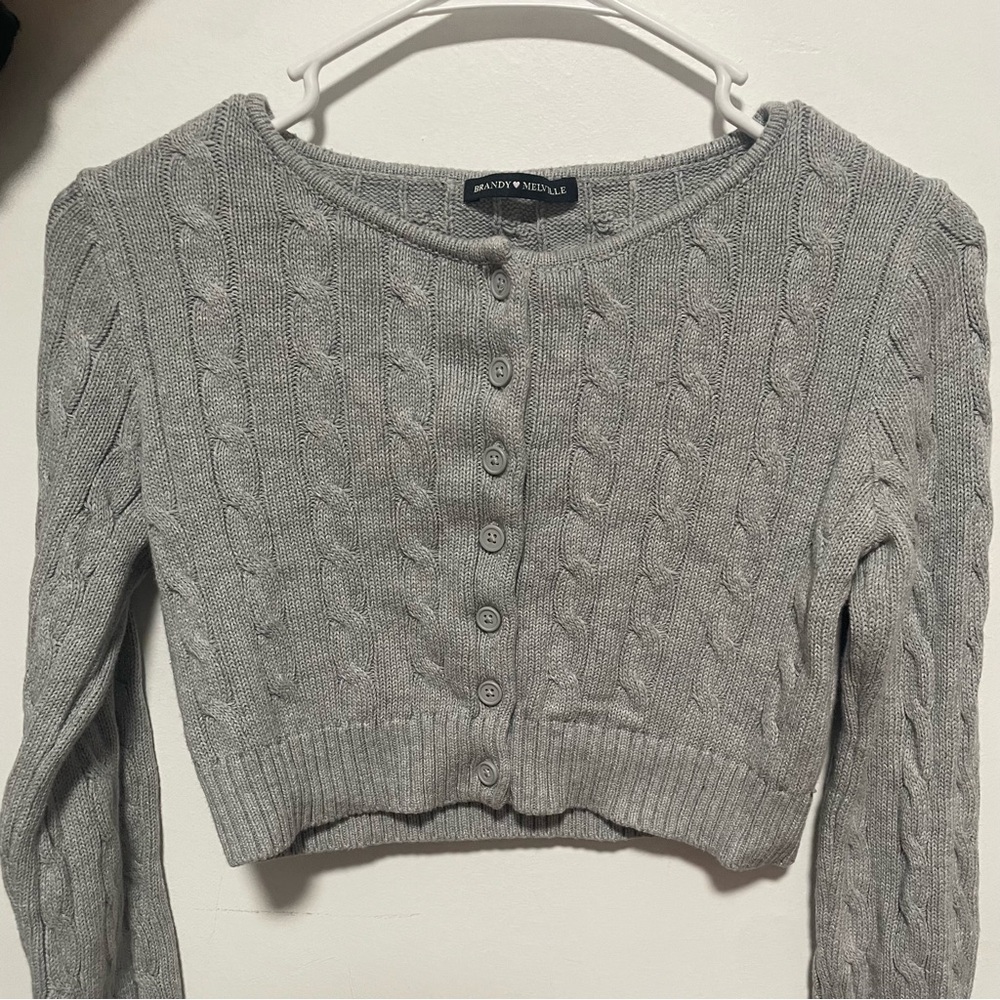 Brandy Melville Gray Cropped Cardigan